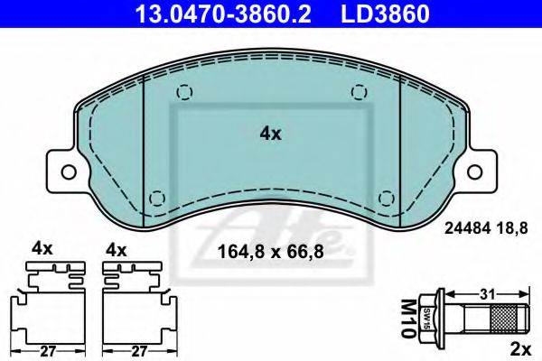 Тормозные колодки ATE 13.0470-3860.2