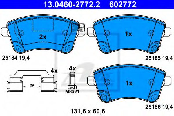 Тормозные колодки ATE 13.0460-2772.2