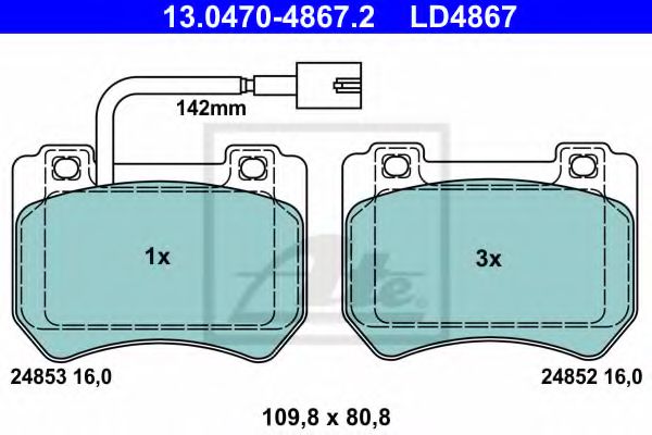 Тормозные колодки ATE 13.0470-4867.2