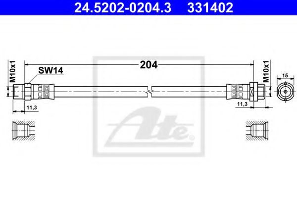 Тормозной шланг ATE 24.5202-0204.3