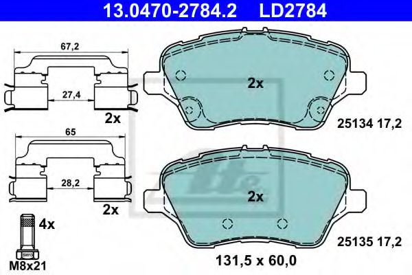 Тормозные колодки ATE 13.0470-2784.2