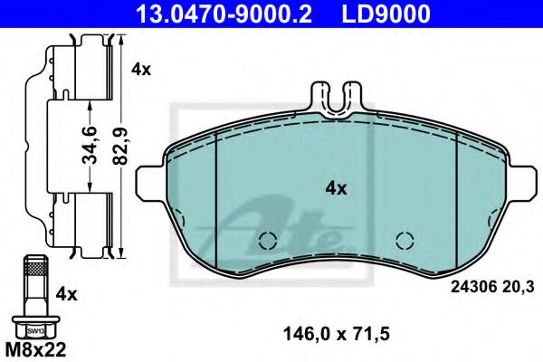 Тормозные колодки ATE 13.0470-9000.2