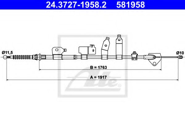 Трос ручного тормоза ATE 24.3727-1958.2