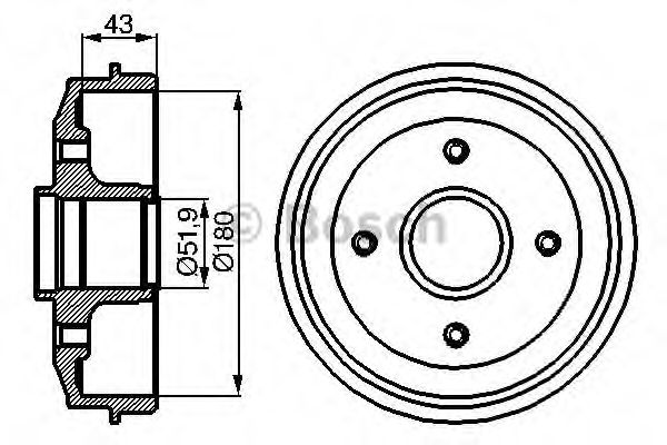 Тормозной барабан BOSCH 0 986 477 020