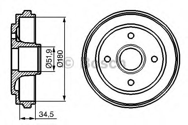 Тормозной барабан BOSCH 0 986 477 128
