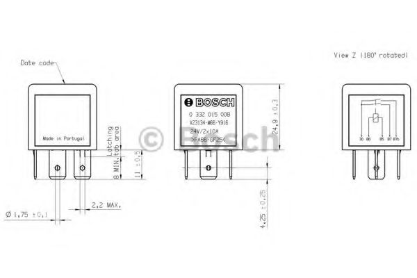 Реле, рабочий ток; Реле BOSCH 0 332 015 008 Реле, рабочий ток; Реле BOSCH 0 332 015 008