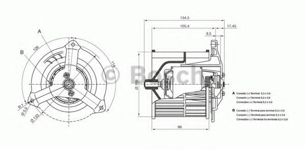 Вентилятор салона BOSCH 9 130 451 074 Вентилятор салона BOSCH 9 130 451 074