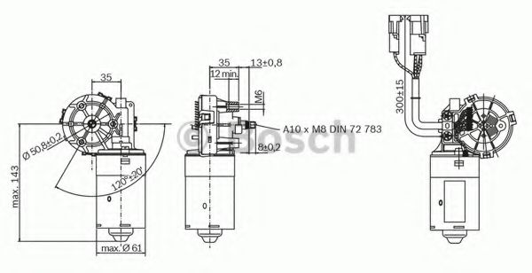 Двигатель стеклоочистителя BOSCH F 006 B20 048 Двигатель стеклоочистителя BOSCH F 006 B20 048