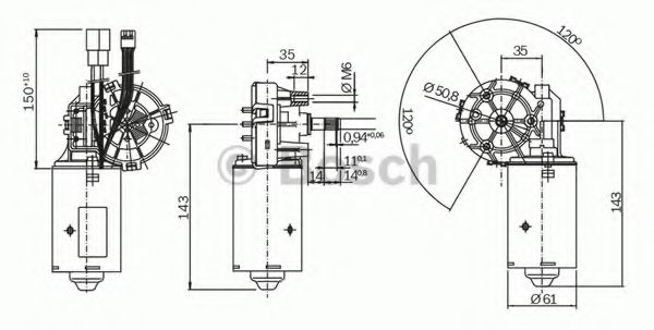 Двигатель стеклоочистителя BOSCH F 006 B20 360 Двигатель стеклоочистителя BOSCH F 006 B20 360