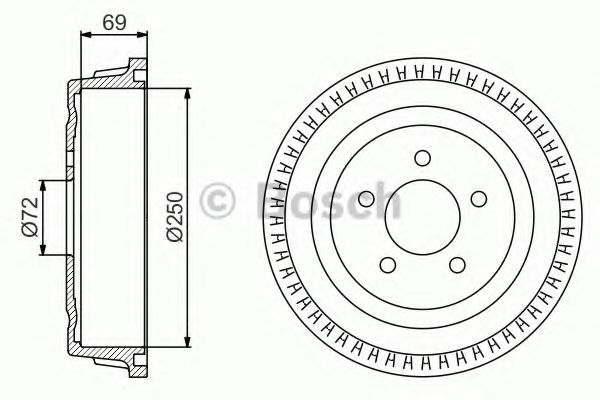 Тормозной барабан BOSCH 0 986 477 185