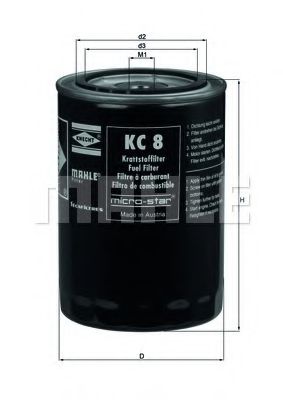 Топливный фильтр KNECHT/MAHLE KC 8