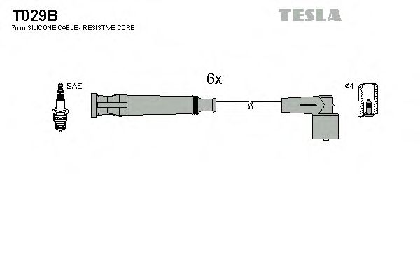 Комплект проводов зажигания TESLA T029B