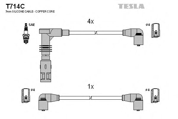Комплект проводов зажигания TESLA T714C