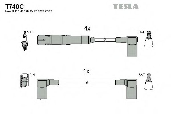 Комплект проводов зажигания TESLA T740C