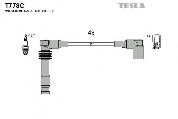 Комплект проводов зажигания TESLA T778C