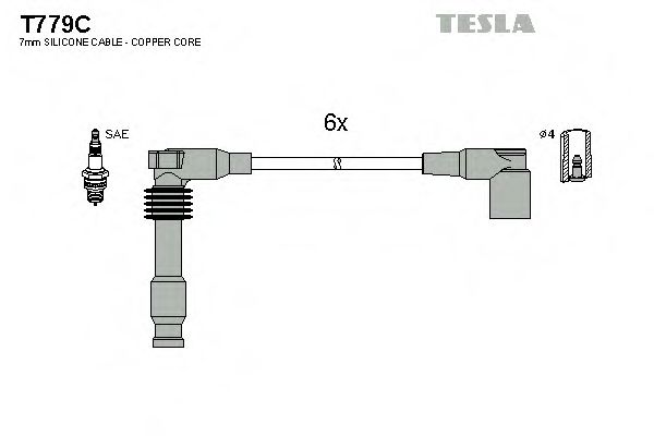Комплект проводов зажигания TESLA T779C