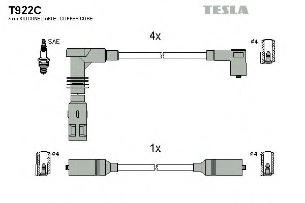 Комплект проводов зажигания TESLA T922C