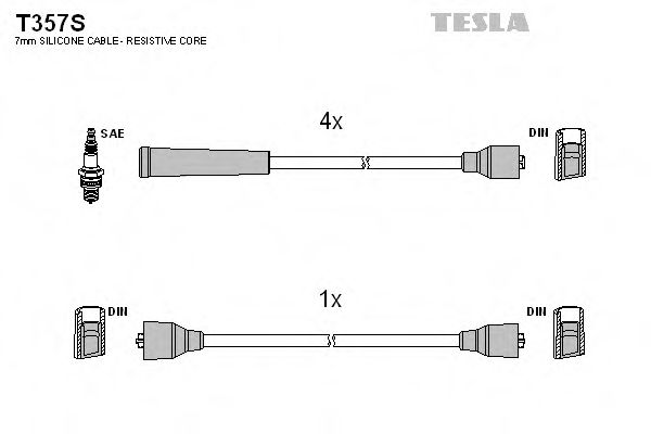 Комплект проводов зажигания TESLA T357S