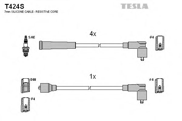 Комплект проводов зажигания TESLA T424S