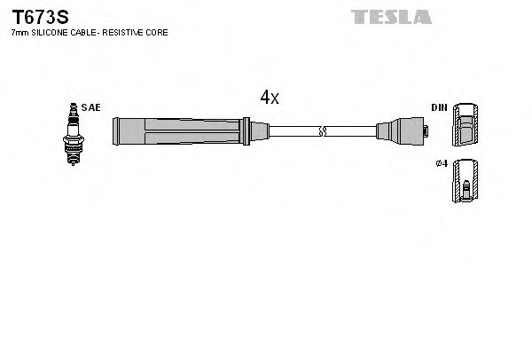 Комплект проводов зажигания TESLA T673S