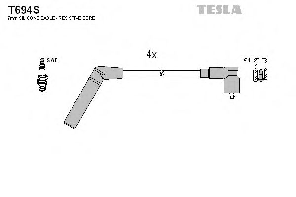 Комплект проводов зажигания TESLA T694S
