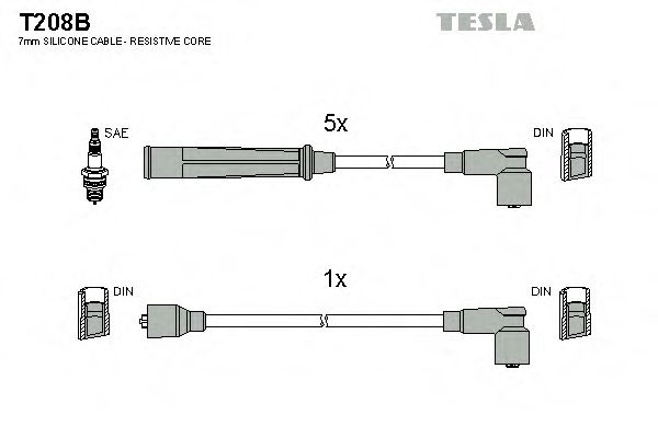 Комплект проводов зажигания TESLA T208B