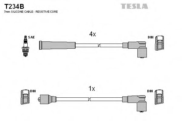 Комплект проводов зажигания TESLA T234B