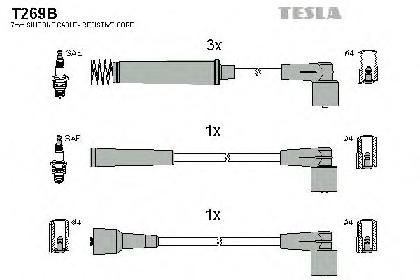 Комплект проводов зажигания TESLA T269B