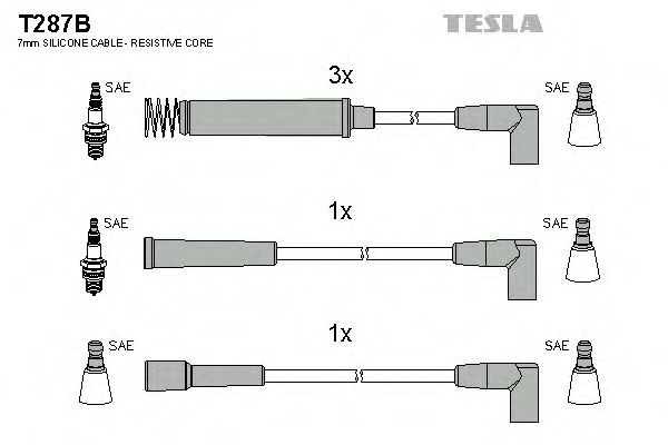 Комплект проводов зажигания TESLA T287B