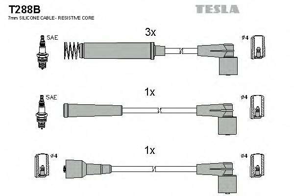Комплект проводов зажигания TESLA T288B