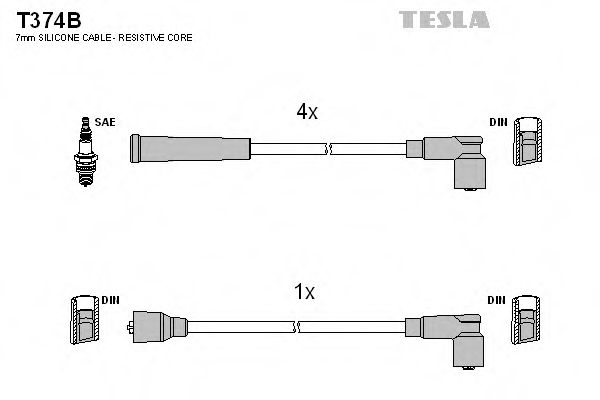 Комплект проводов зажигания TESLA T374B