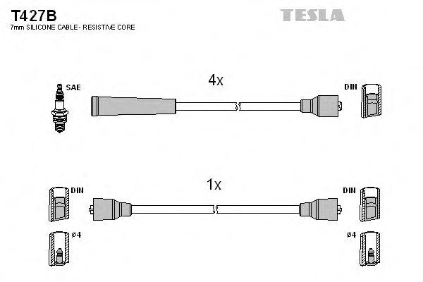 Комплект проводов зажигания TESLA T427B