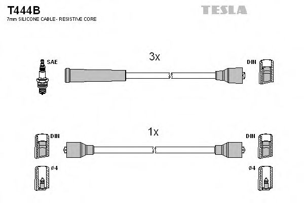 Комплект проводов зажигания TESLA T444B