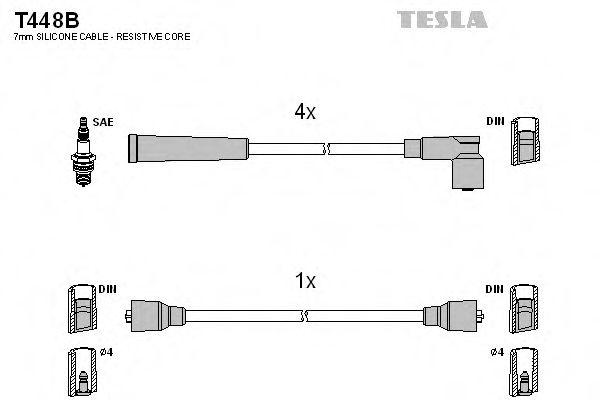 Комплект проводов зажигания TESLA T448B
