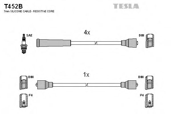 Комплект проводов зажигания TESLA T452B