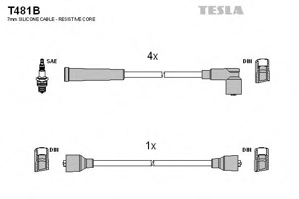 Комплект проводов зажигания TESLA T481B