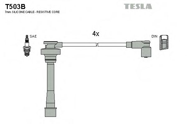 Комплект проводов зажигания TESLA T503B