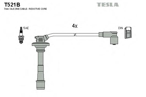Комплект проводов зажигания TESLA T521B