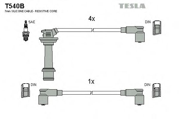 Комплект проводов зажигания TESLA T540B