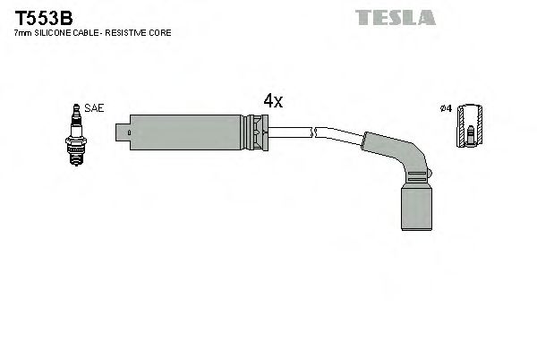 Комплект проводов зажигания TESLA T553B