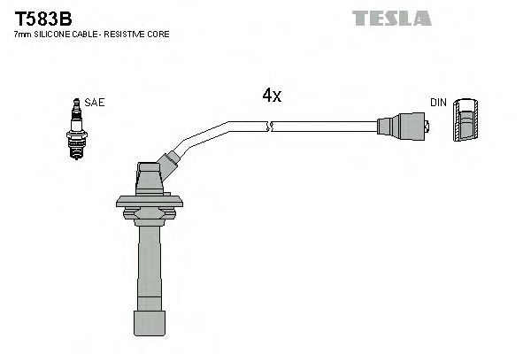 Комплект проводов зажигания TESLA T583B