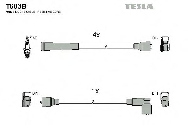 Комплект проводов зажигания TESLA T603B