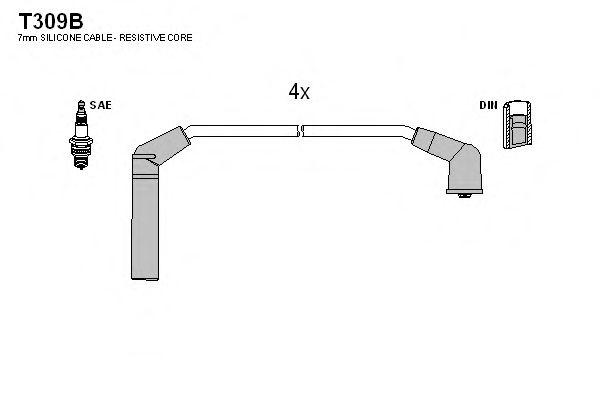 Комплект проводов зажигания TESLA T309B