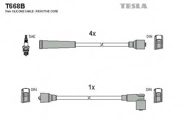 Комплект проводов зажигания TESLA T668B