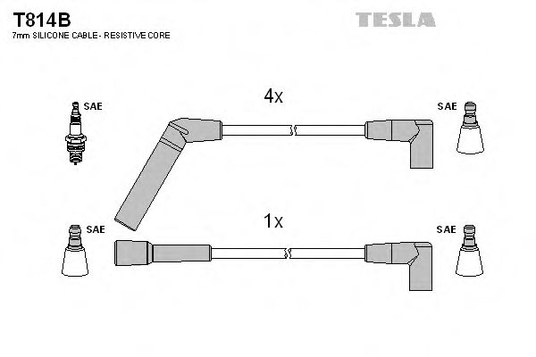 Комплект проводов зажигания TESLA T814B