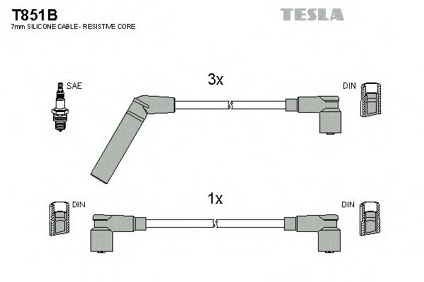 Комплект проводов зажигания TESLA T851B