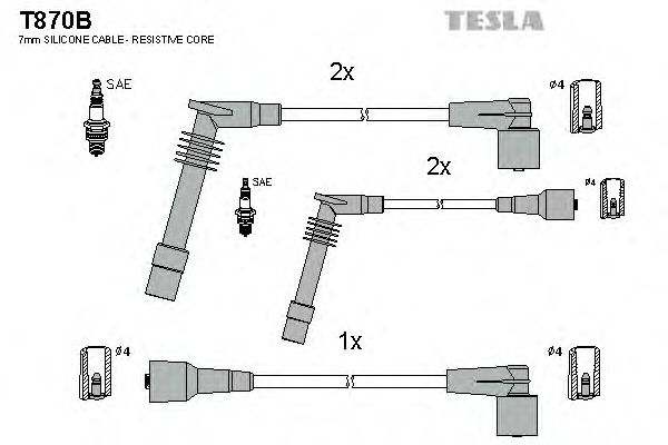Комплект проводов зажигания TESLA T870B