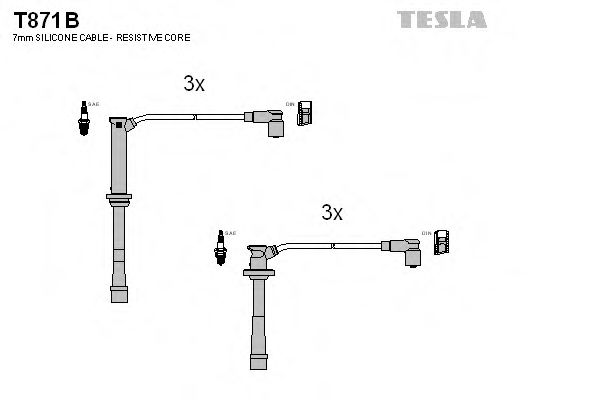 Комплект проводов зажигания TESLA T871B