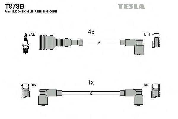 Комплект проводов зажигания TESLA T878B