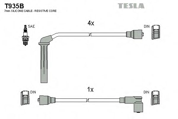 Комплект проводов зажигания TESLA T935B